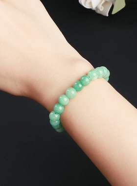 优化缅甸玉手链单圈圆珠手串国风女款首饰显白百搭玉石手串新中式