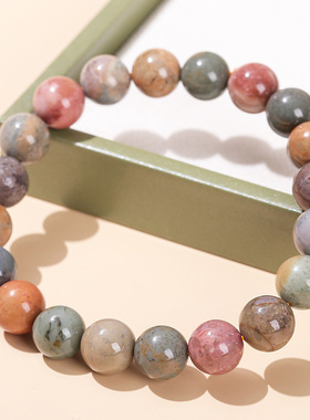 天然油画阿拉善手链石纹如油画手工串制小众不撞款单圈手串复古风