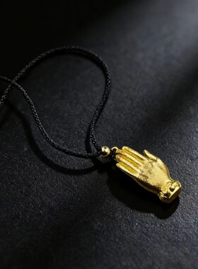 国潮复古莲花佛手吊坠项链男女款