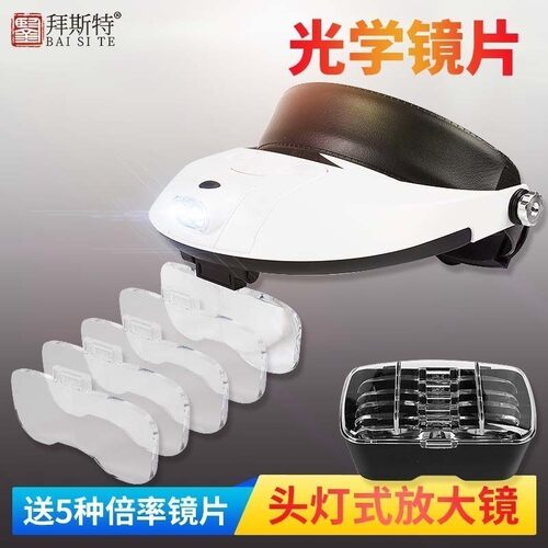 拜斯特头戴式放大镜LED带灯老人阅读孩子学生学习工人维修电路 - 图1