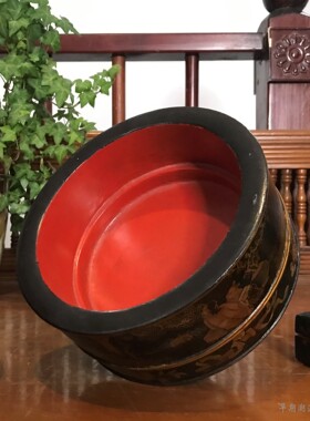 华颖堂老物件国粹精品收藏80年代潮汕文房摆件家居饰品大漆器木斗