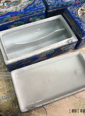 华颖堂茶具=收藏七八十年代潮汕传统中国潮彩陶瓷鸳鸯戏水首饰盒