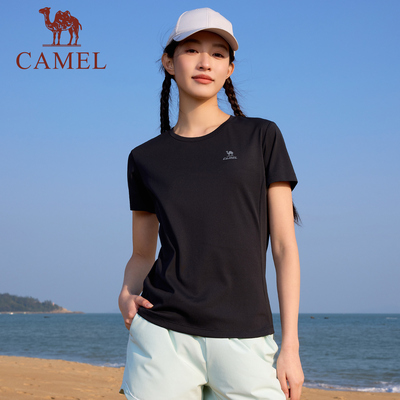 骆驼跑步T神运动速干T恤女短袖夏季新款瑜伽户外徒步登山上衣男