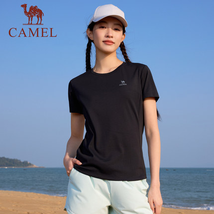 骆驼跑步T神运动速干T恤女短袖夏季新款瑜伽户外徒步登山上衣男
