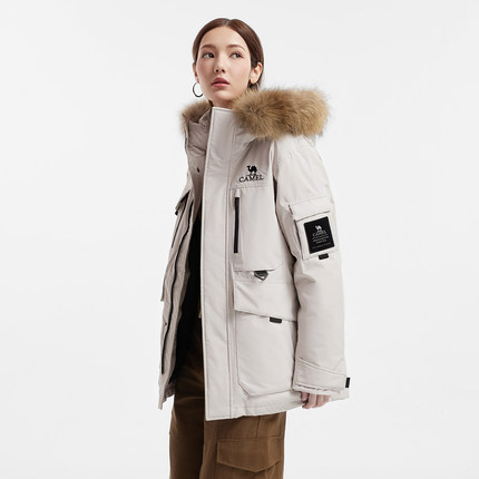 鹅绒︱骆驼羽神Ultra女装工装派克羽绒服冬新款毛领加厚羽绒外套