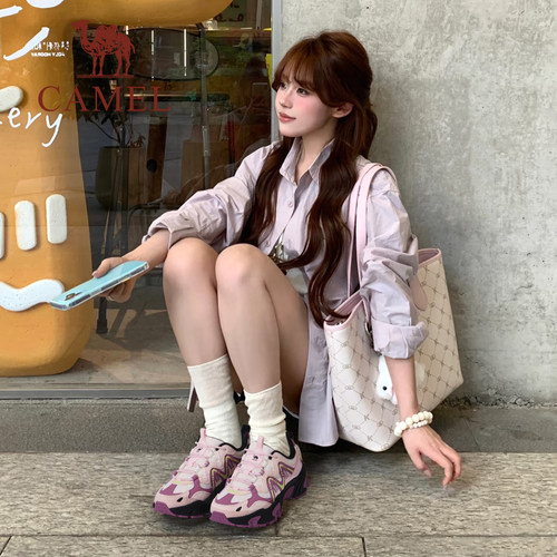 骆驼星野运动鞋女款2025秋冬新款透气女鞋厚底增高老爹鞋休闲鞋子 - 图2