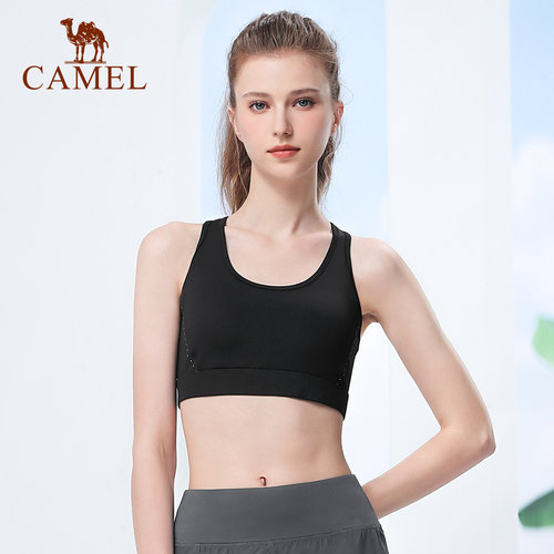 骆驼瑜伽内衣女带胸垫一体式高强度运动文胸跑步防震背心健身bra - 图3