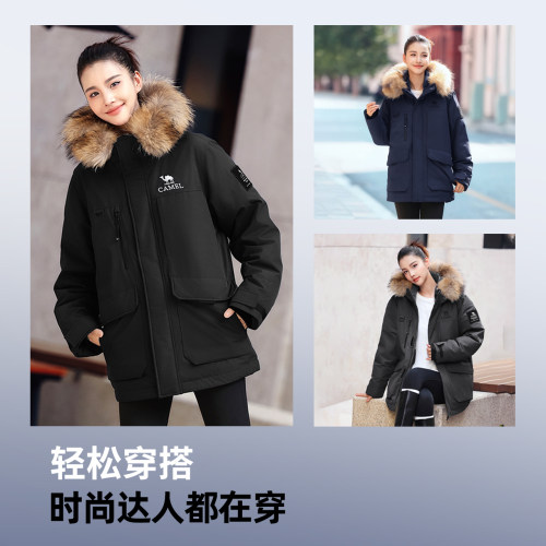 鹅绒︱骆驼羽神Ultra女装工装派克羽绒服冬新款毛领加厚羽绒外套 - 图3