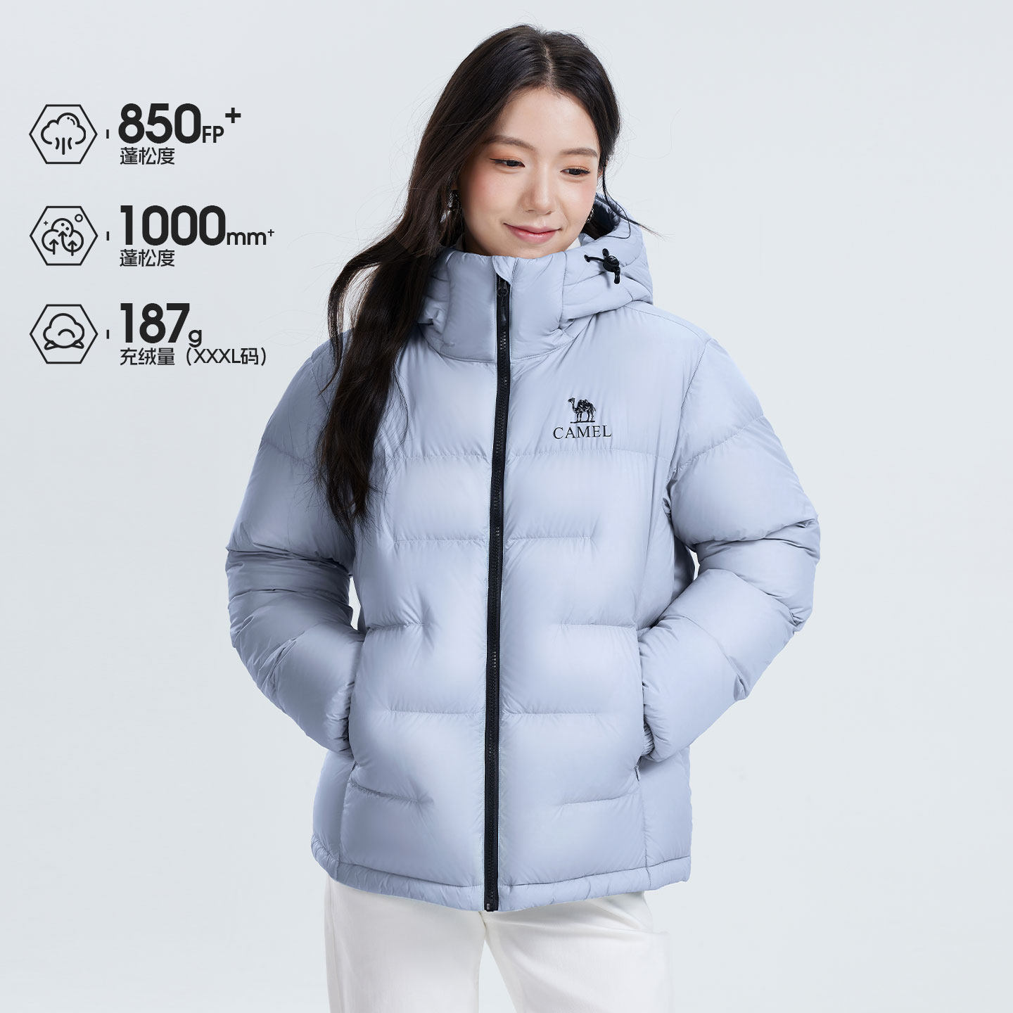 骆驼臻金City女装羽绒服短款加厚冬季新款防风保暖面包羽绒外套 保羽实拍商品图