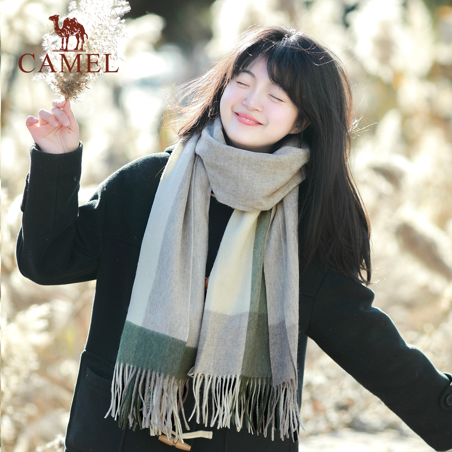 骆驼纯羊毛围巾女冬季2025年新款加厚高级披肩韩系氛围感保暖围脖