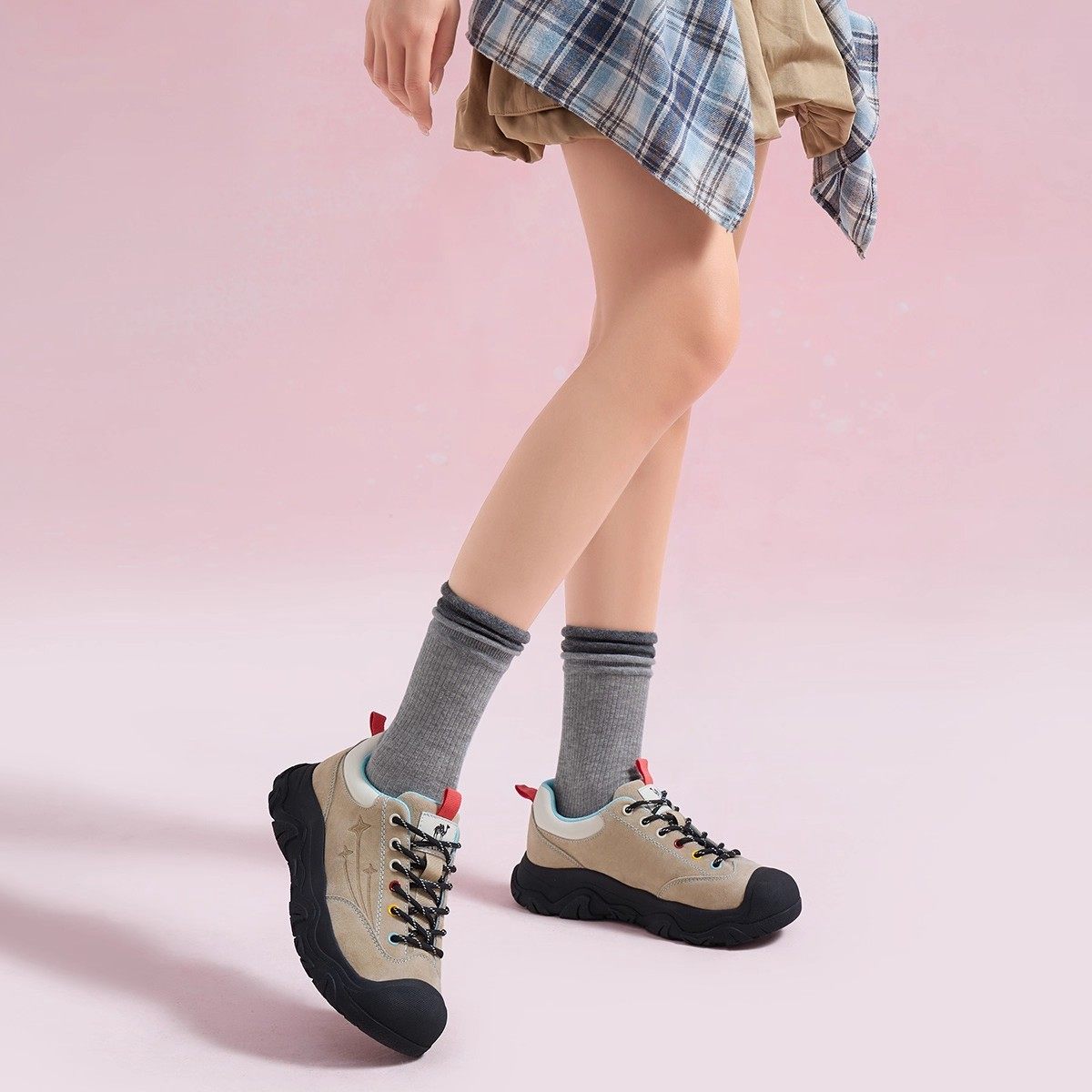 骆驼女鞋2025秋季新款时尚户外徒步丑萌鞋女鞋厚底运动休闲鞋女款,淘宝优惠券,粉丝福利购,淘宝优惠卷