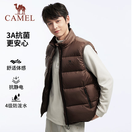骆驼男装羽绒马甲男款内胆加厚背心冬季立领外套中年爸爸外穿新款