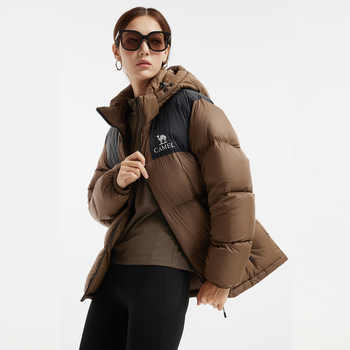 【骆驼小太阳】女装短款羽绒服冬季保暖加厚连帽面包服羽绒外套女实付419元到手包邮