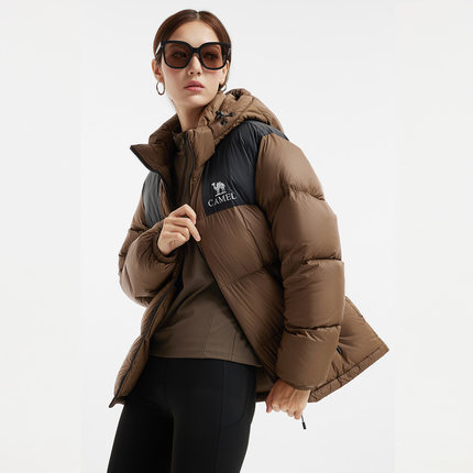 【骆驼小太阳】女装短款羽绒服冬季保暖加厚连帽面包服羽绒外套女