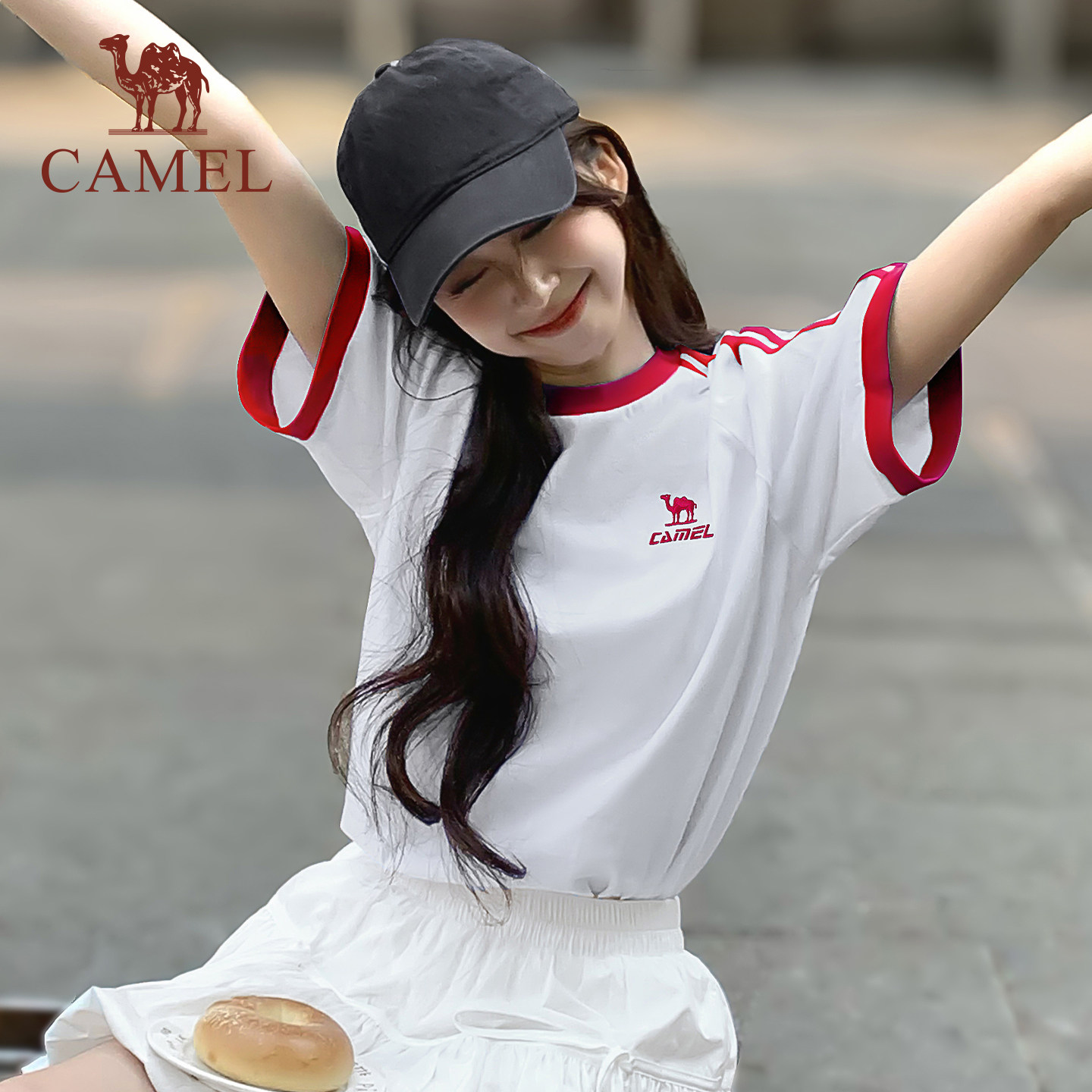 [迪丽热巴同款]骆驼柔棉T神春夏季T恤短袖女情侣宽松休闲上衣男,淘宝优惠券,粉丝福利购,淘宝优惠卷