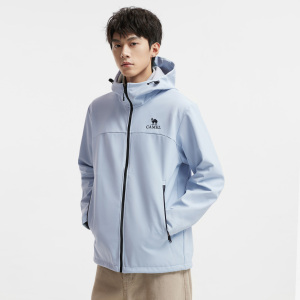 骆驼男装户外软壳衣摇粒绒防泼水男徒步2025新款夹克外套短款休闲