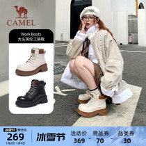 Camel Outdoor Women Shoes 2023 Winter New Fashion Trends 100 Hitch Bottom Martin Boots Comfort Soft Short Boots Woman