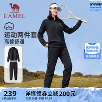 Camel Sports Suit Woman 2023 Autumn Winter New Neckline Plus Suede Warm Outdoor Leisure Running Long Sleeve Two Sleeves