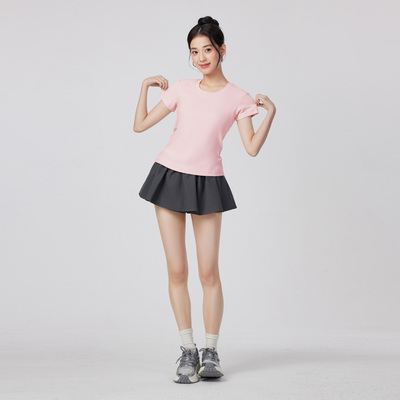骆驼女装正肩圆领短袖T恤2026夏季新款百搭透气打底棉T休闲上衣女