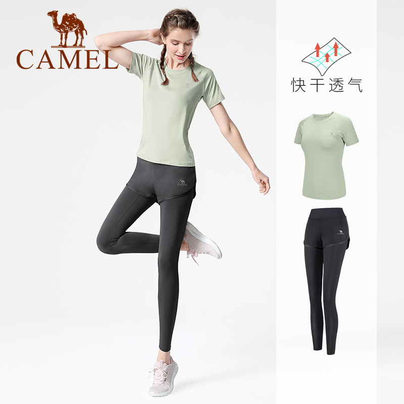 骆驼瑜伽服女夏季运动服套装