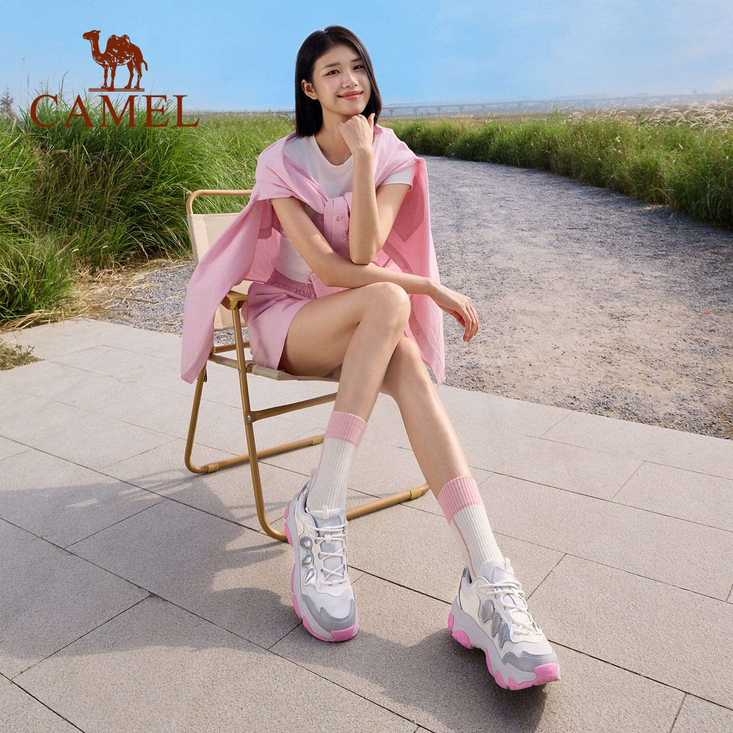 骆驼山竹鞋运动鞋女款2026新款女鞋慢跑鞋休闲鞋子透气厚底老爹鞋
