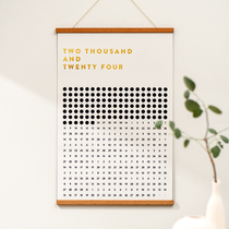 elekoo time evanescent calendar 2024 calendar paper two-word picture frame heaven and earth hang Nordic wind creativity