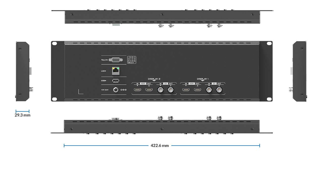 LILIPUT利利普RM-7029S 7寸3G-SDI/HDMI双联监视器3RU机架式金属 - 图3