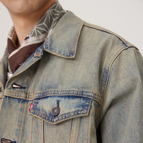 Levi's李维斯男士美式简约复古水洗做旧休闲翻领宽松牛仔夹克外套 - 图3