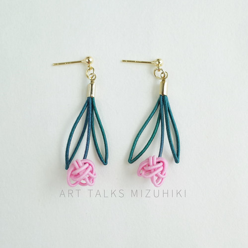 「郁金香」日本进口水引耳饰DIY手工材料包 含教程 包邮 - 图0