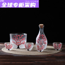 Japanese Buying Day Style Hand-painted Cherry Blossom Retro Clear Wine Glass Winemaker Creative Glass Warm Wine Jug White Wine Furniture