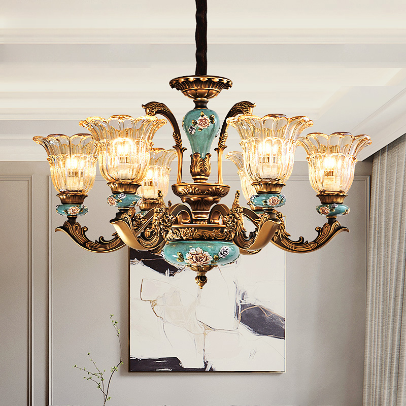 卡信之光 欧式奢华大气客厅吊灯 美式复古别墅卧室餐厅树脂水晶灯 - 图0