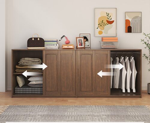 促销实木推拉门衣柜棉被柜收纳柜阳台储物柜大容量衣柜被子 - 图0