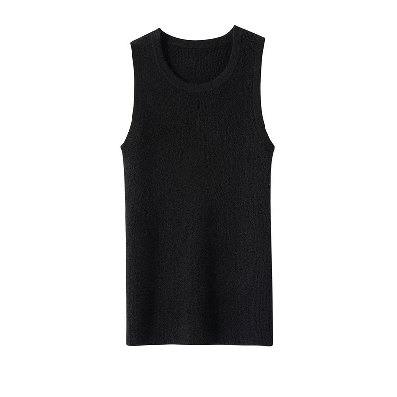 简约风山羊绒无袖坑条背心女圆领修身打底衫针织吊带,淘宝优惠券,粉丝福利购,淘宝优惠卷