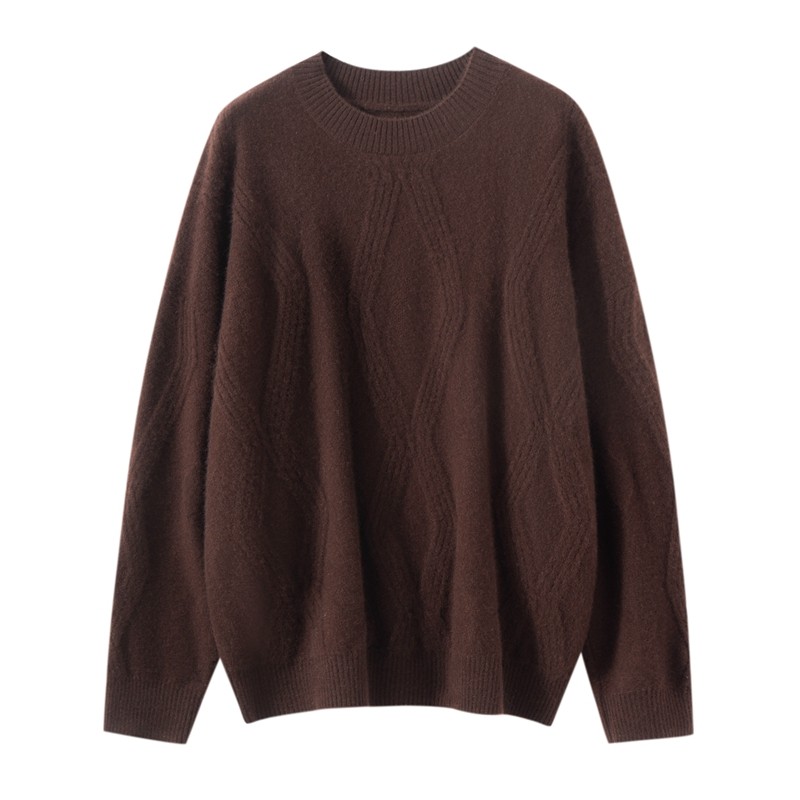 山羊绒衫女圆领绞花宽松慵懒风百搭套头针织毛衣长袖打底,淘宝优惠券,粉丝福利购,淘宝优惠卷