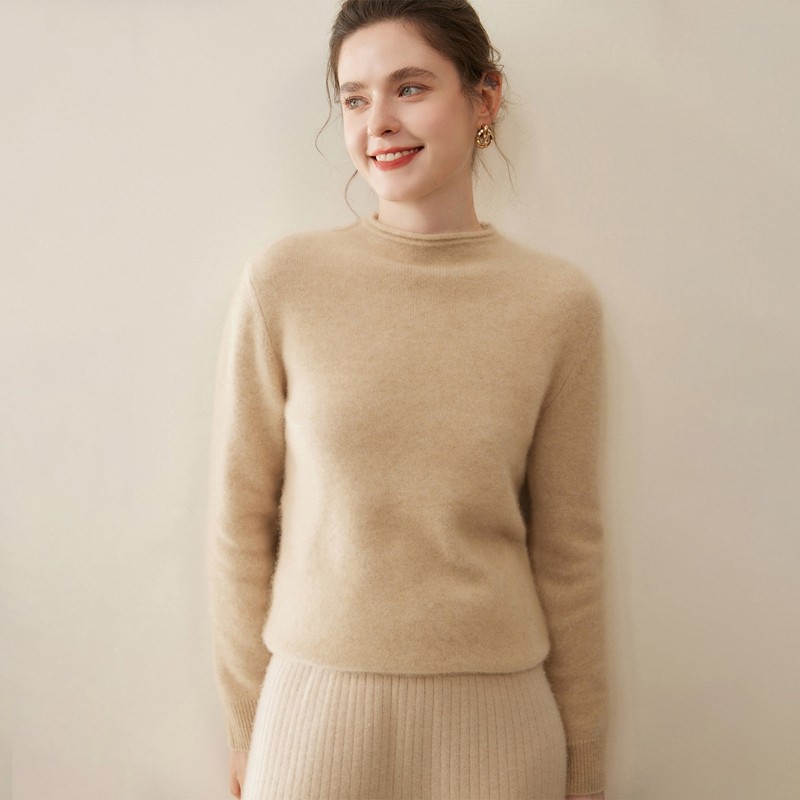 极简风半高领小山羊绒衫女套头加厚保暖针织打底衫修身毛衣,淘宝优惠券,粉丝福利购,淘宝优惠卷