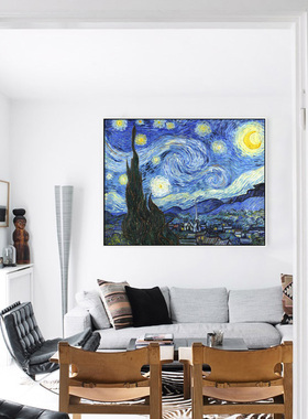 星夜梵高油画印象派客厅装饰画