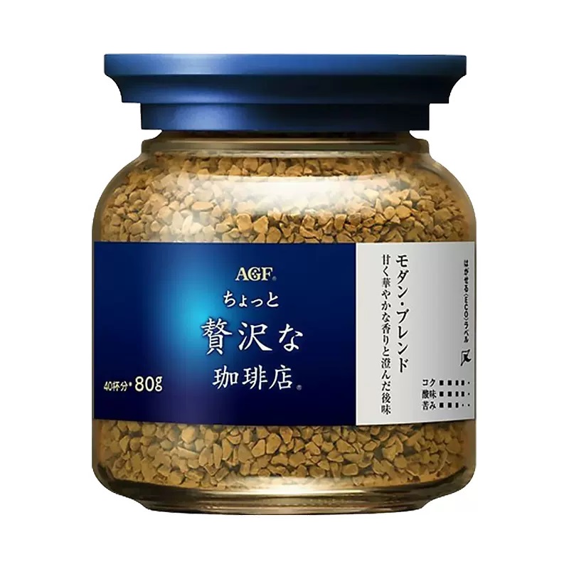 日本AGF速溶咖啡美式意式混合风味蓝罐80g冻干黑咖啡粉40杯瓶装 - 图2