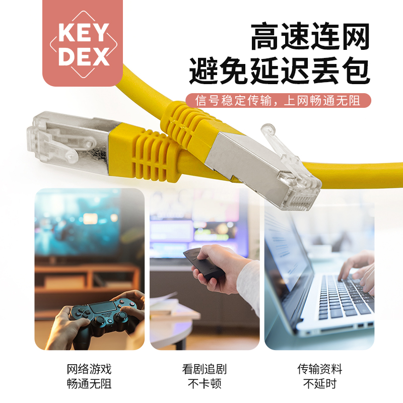 KEYDEX超六类千兆1000M CAT6a双屏蔽电脑网线网络服务器-图0