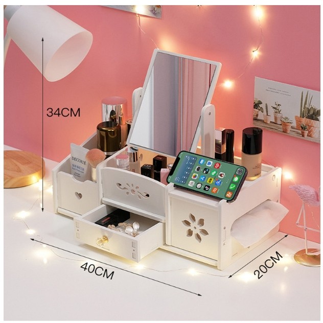 桌面化妆镜护肤品置物架口红抽屉首饰盒大容量化妆品收纳盒高级感,淘宝优惠券,粉丝福利购,淘宝优惠卷