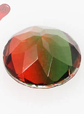 渐变色合成西瓜碧玺圆形戒面裸石 人造彩色宝石尖底裸钻主石BX12