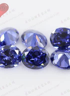 椭圆形坦桑蓝色锆石裸石 蛋形蛋面人造cz戒指戒面主石饰品diy镶嵌