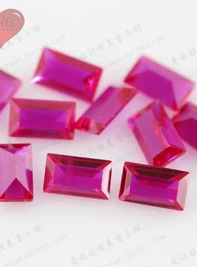 长方形直角车平5#红刚玉裸石戒面 Ruby红宝石长方直角宝石裸石DIY