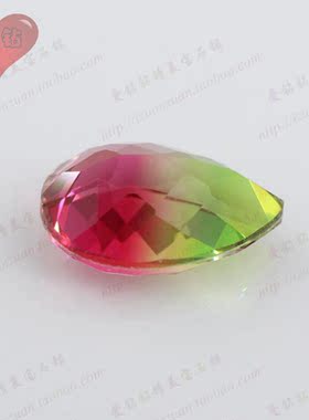 梨形合成西瓜碧玺裸石戒面 水滴形人造散珠裸钻首饰镶嵌主石BX04