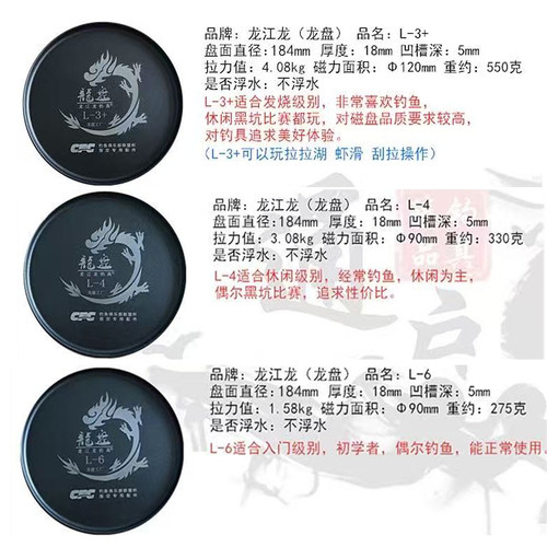 龙江龙全磁拉饵盘L-6L-5L-4L3+黑坑刮拉浮水123号不沾饵磁盘虾滑 - 图0