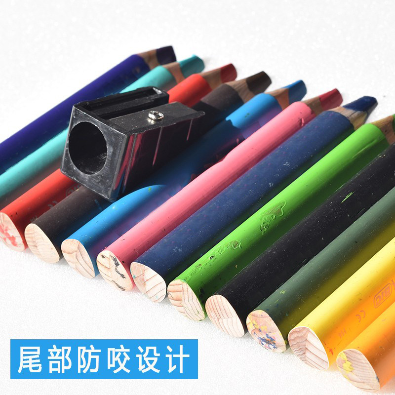 【白板可擦】三合一蜡笔水彩彩色铅笔15mm粗杆10mm粗芯三角画笔,淘宝优惠券,粉丝福利购,淘宝优惠卷