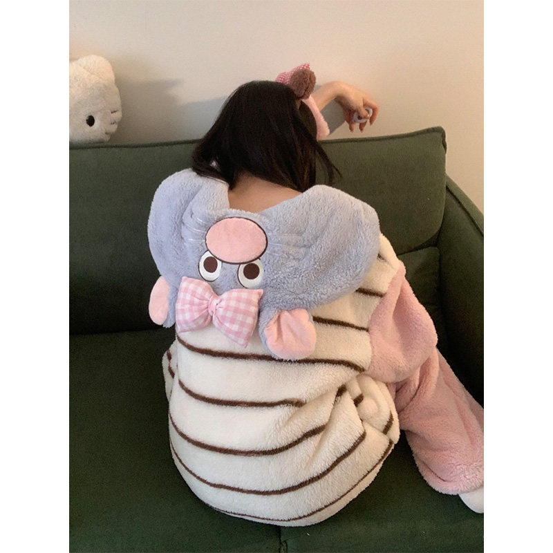 可爱卡通海军领珊瑚绒睡衣女秋冬新款加绒加厚长袖长裤家居服套装,淘宝优惠券,粉丝福利购,淘宝优惠卷