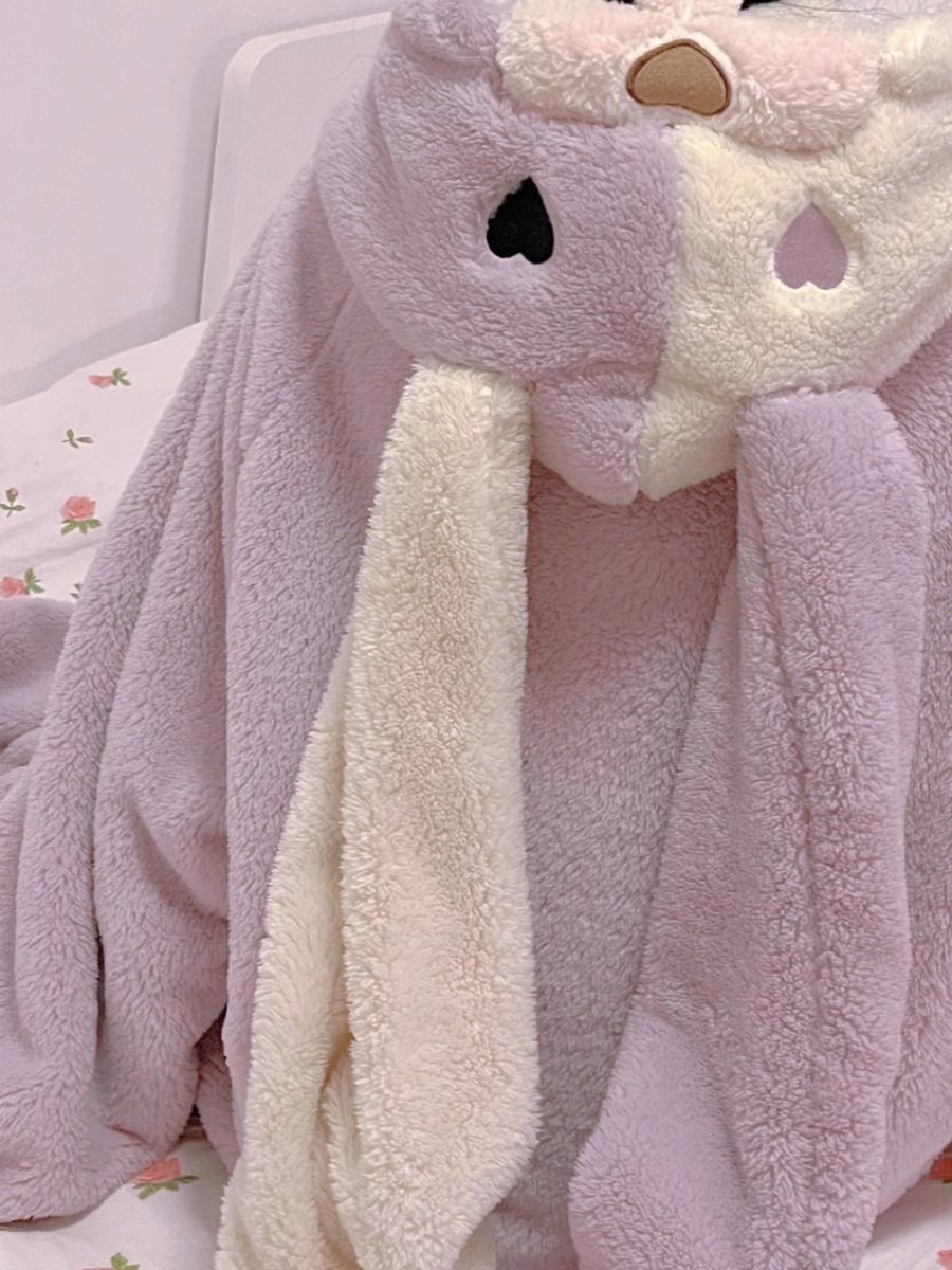 少女可爱小兔连帽珊瑚绒睡衣女冬季新款加厚长款睡袍家居保暖睡裙,淘宝优惠券,粉丝福利购,淘宝优惠卷