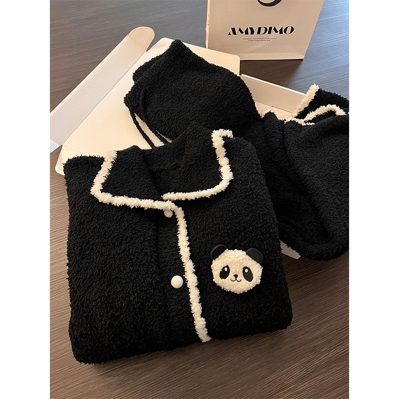 韩系ins风少女毛绒针织开衫睡衣女秋冬季新款家居服加厚套装外穿,淘宝优惠券,粉丝福利购,淘宝优惠卷