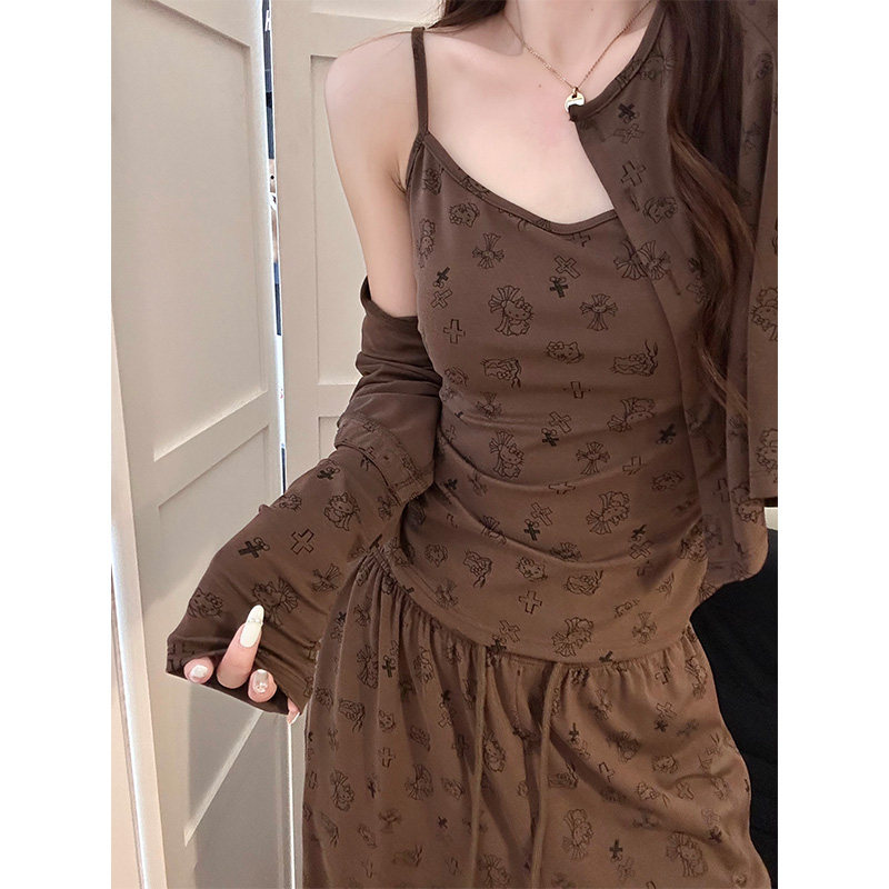 美拉德纯欲卡通睡衣女秋冬季吊带长袖长裤家居服可外穿三件套装,淘宝优惠券,粉丝福利购,淘宝优惠卷