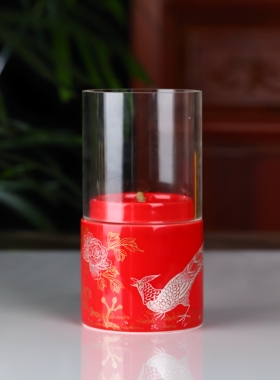 中式中国红手绘金银高温陶瓷灯